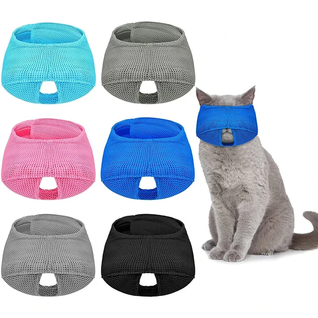 Breathable Cat Muzzle Anti Biting Chewing Pet Grooming Supplies Kitten Bathing Bag Bathing Mask Colorful Cat Mouth Guard Muzzle 3