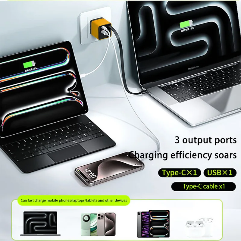 รูปสินค้า หัวชาร์จ GaN 120W ชาร์จเร็ว พร้อมสาย Type-C 80 ซม.
