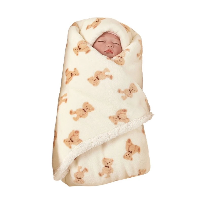 

Autumn Winter Newborn Blanket Warm Flannel Lamb Fleece Swaddles Wrap for Baby