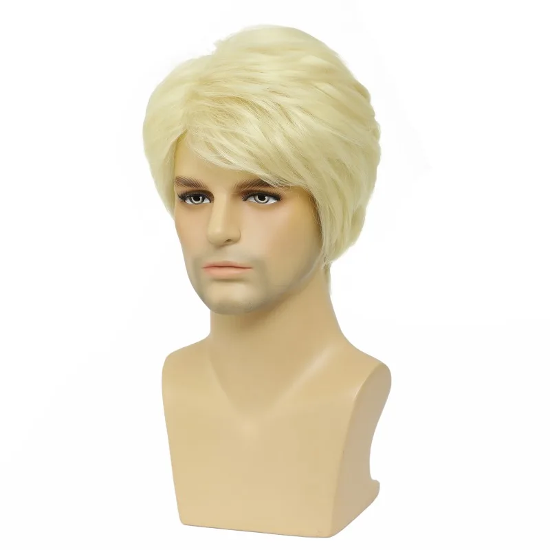 

Short Men Blonde Wig Straight Synthetic Wig for Male Hair Fleeciness Realistic Natural Blonde Toupee