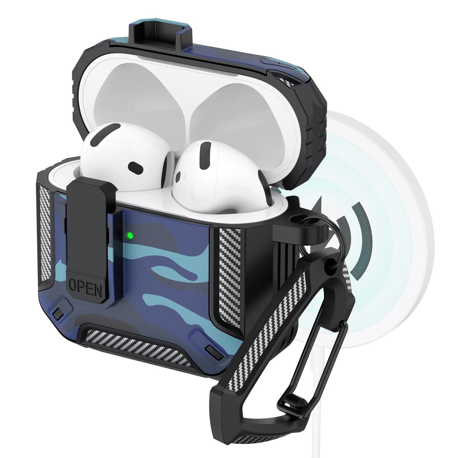 Enhanced Security Lock Case with Hook - 360° Protective Shell for Wireless Earbud Cases
