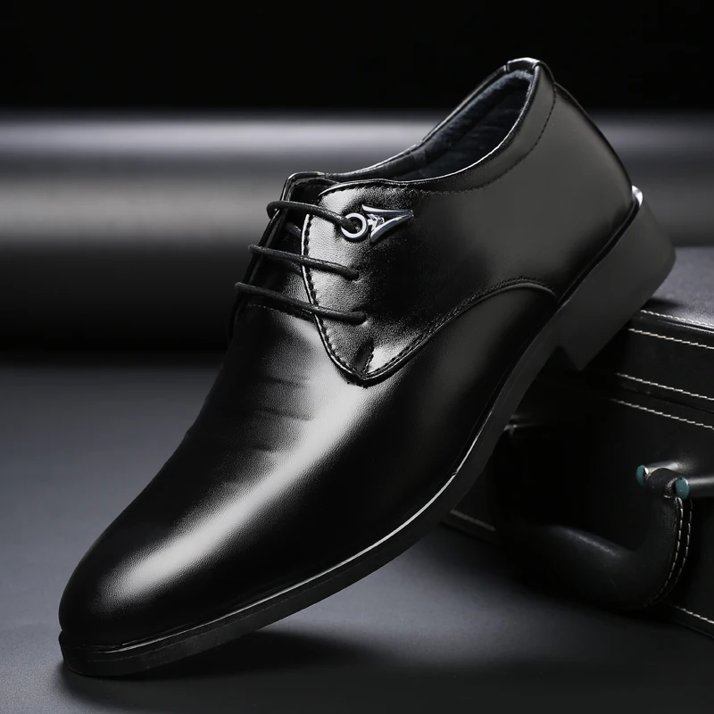Leather Shoes for Men Luxury Formal Dress Male Plus Size Party Wedding Office Work Slip Business Casual Oxfords Loafers Fomer 3