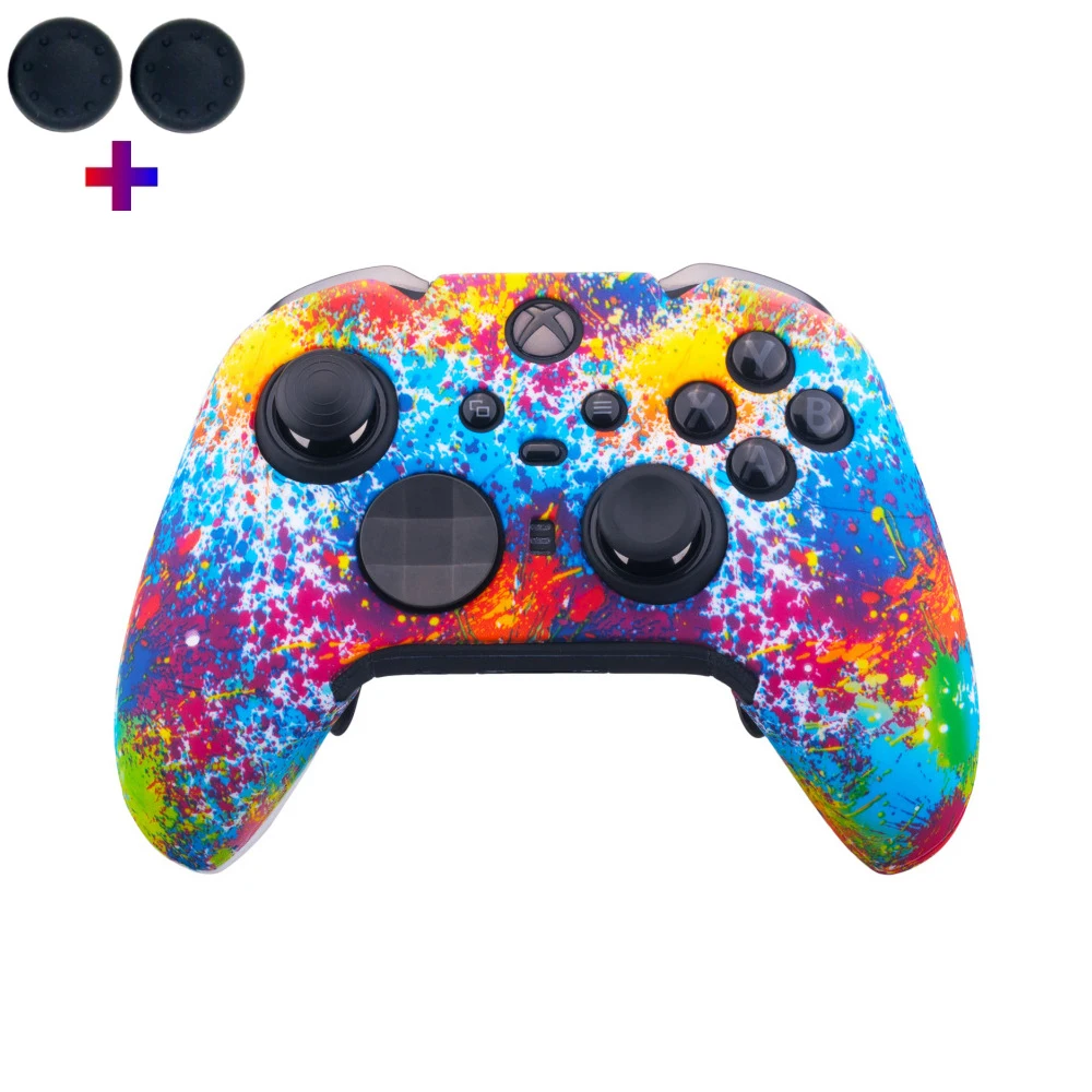 Soft Silicone Anti-Slip Protective Skin for Game Controllers with Thumb Grip Caps