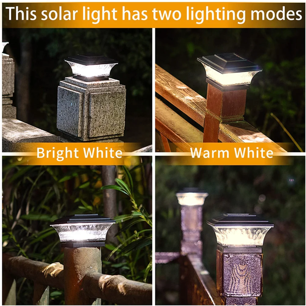 Solar Light Fence Gate Pillar Head LED Lamp 800mAh Solar LED Pillar Light Warm White Light Courtyard Landscape Garden Decoration