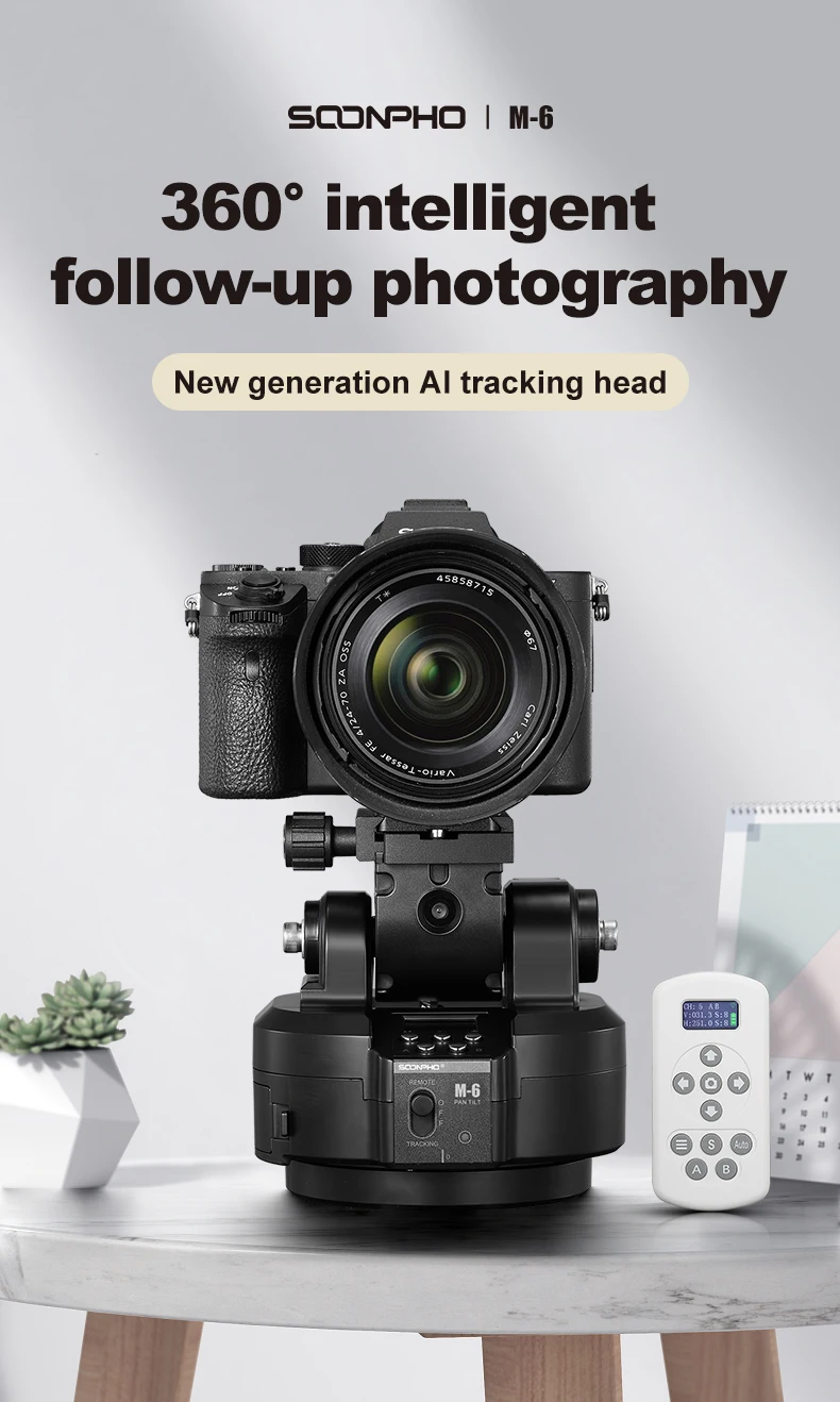 M4 M6 Motorized Tripod Head Wireless Remote Control AI Face Track Panoramic Came