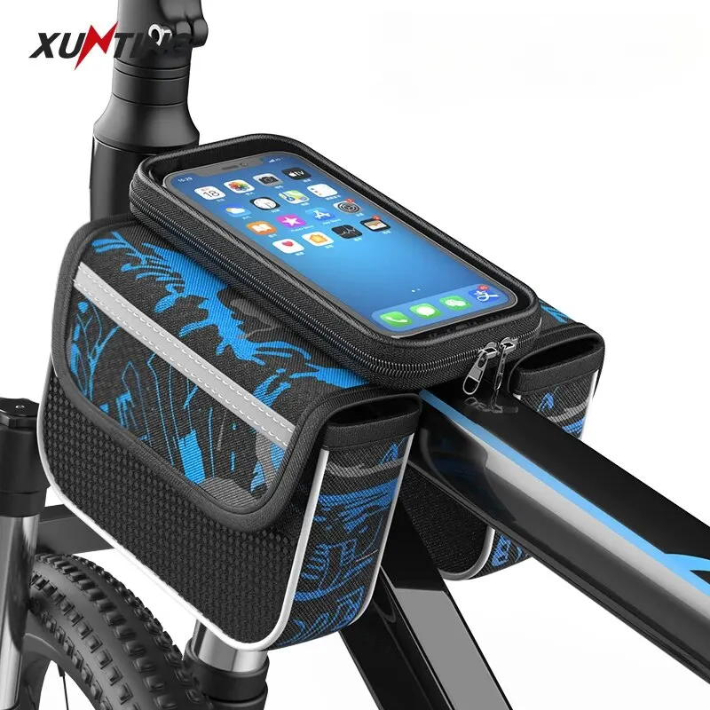 Bike Bag Bicycle Bag Bike Accessory Bike Storage Box Xunting Bicycle Pannier Top Front Tube Frame Bag Waterproof MTB Road Bike Storage 6.0 Inches Phone Case Cycling Bag Touch Screen