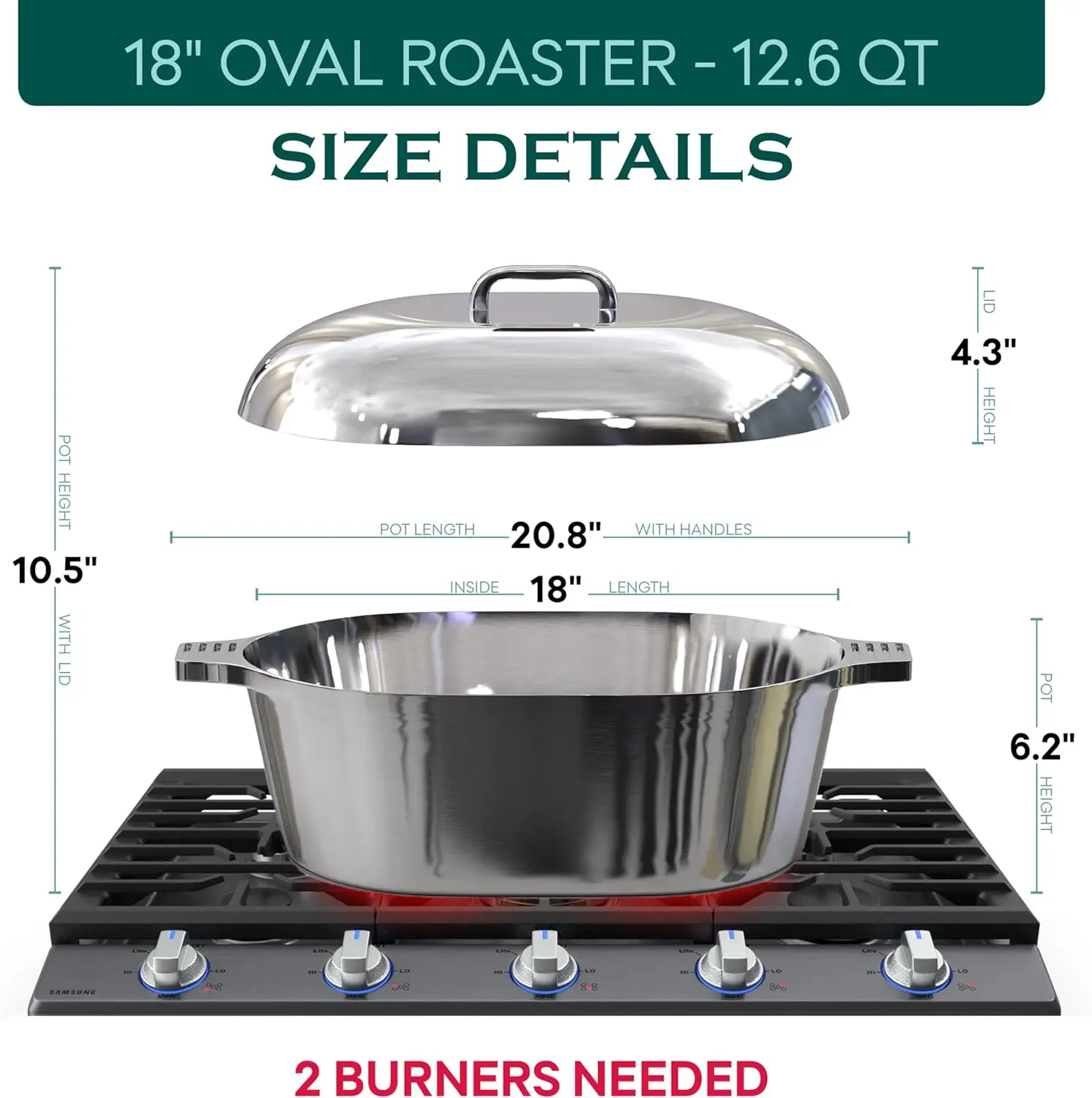 Oven - 12.6  Pot ForCookware, Bread Baking & More - Roaster Pan with Silicone C 3