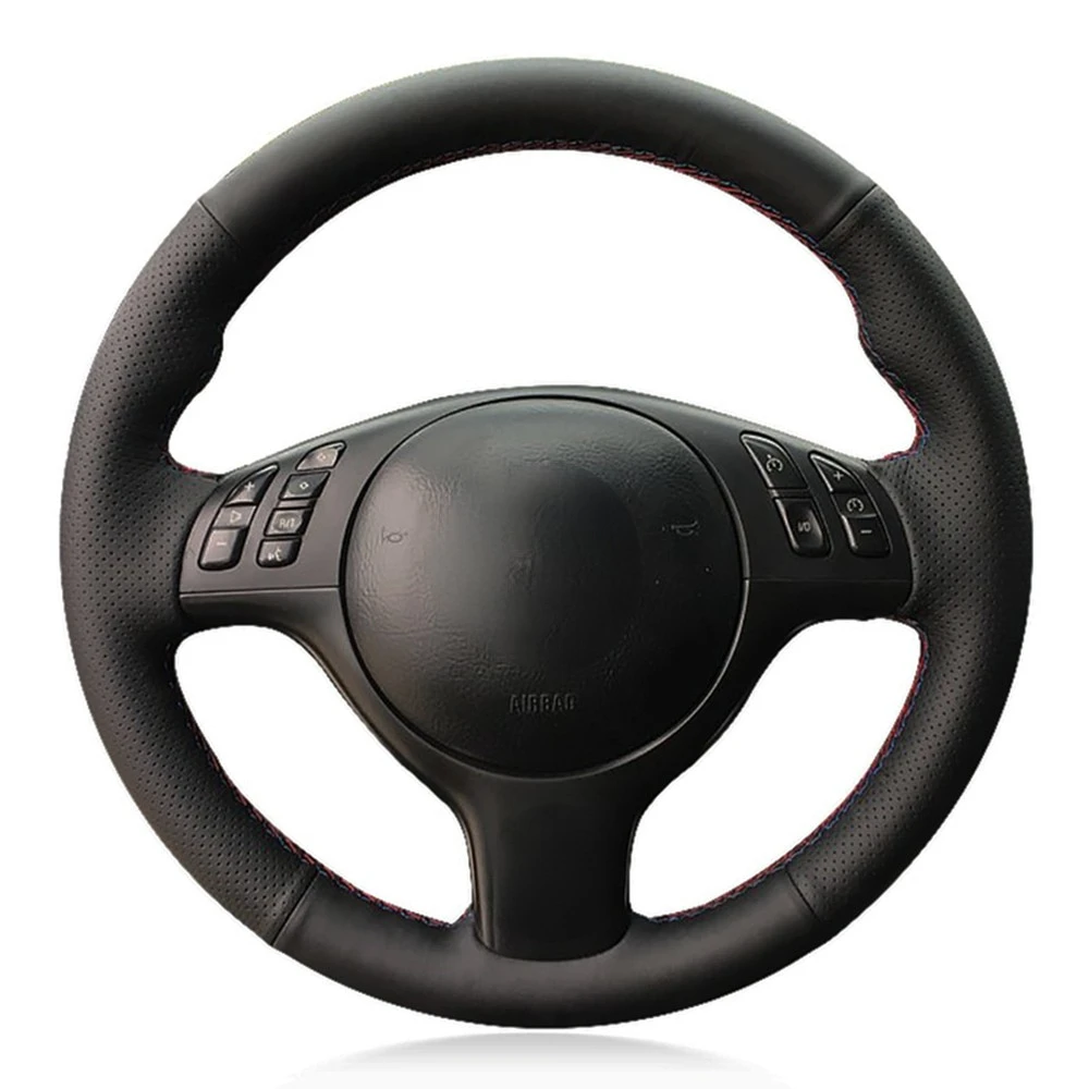 

Car Steering Wheel Cover DIY Hand-stitched Black Genuine Leather For BMW M Sport E46 330i 330Ci E39 540i 525i 530i M3 E46
