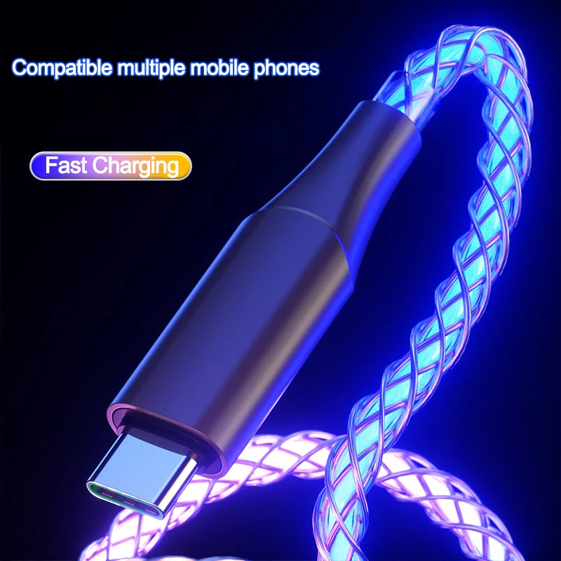 RGB Color Light USB to Type C Fast Charging Cable ba2a9c6c8c77e03f83ef8b: 1m