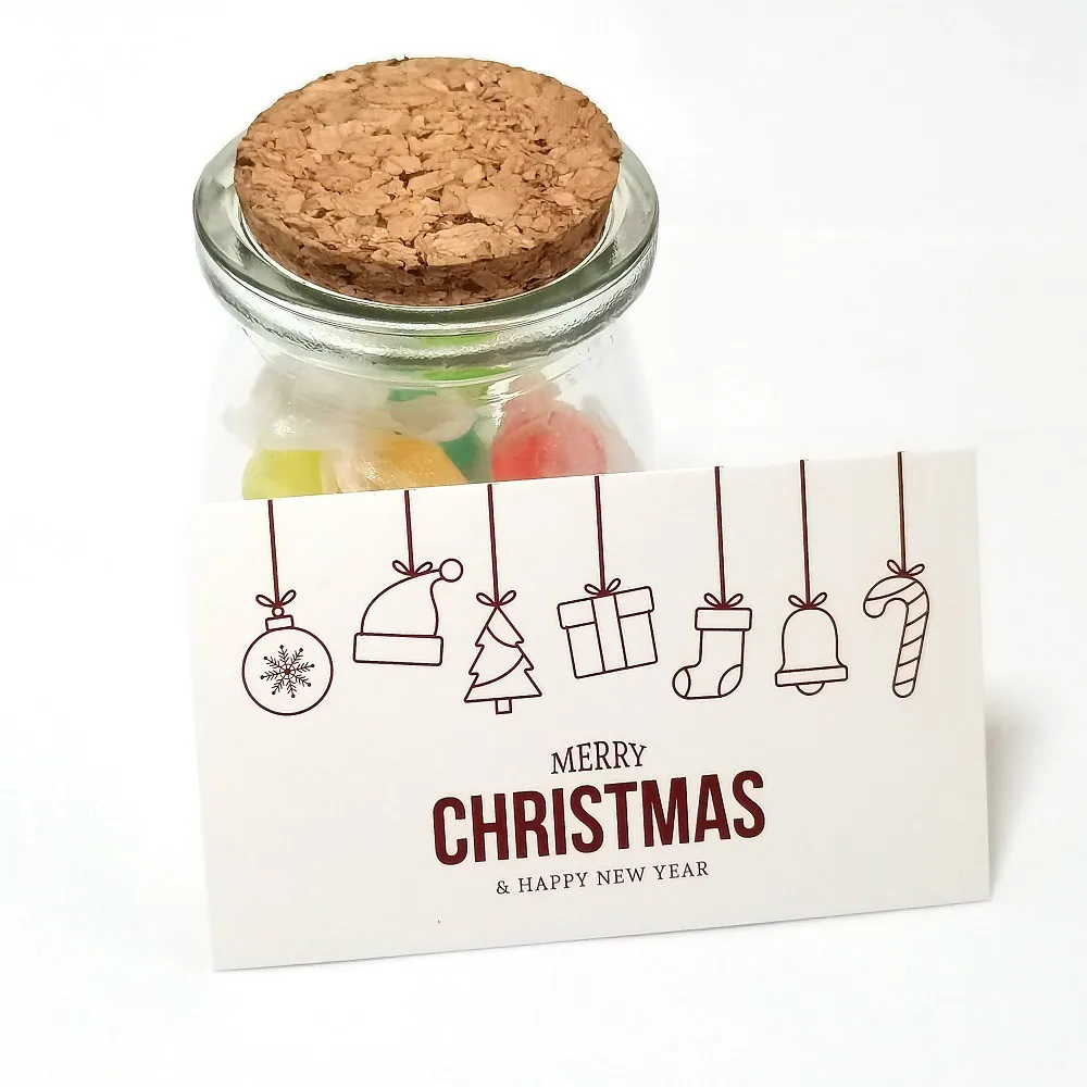 Merry Christmas Gift Cards 10-50Pcs Greeting Card Christmas Tree Stickers Cute Design for New Year