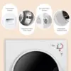 Laundry Dryer, 2.6 cu ft Front Load Stainless Steel Clothes Dryers with Exhaust Pipe, 1400W, Control Panel Four-Function Portabl 6