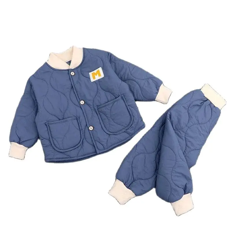 Children's Winter Padded Clothes Suit Boys Girls hooded Thickened Cotton Quilted Trousers 0-5T Baby Home Service 2-Piece Set for kids clothing set,girls clothing set,kids sports suit,boys clothing set,children sports suit,kids sweatshirt set