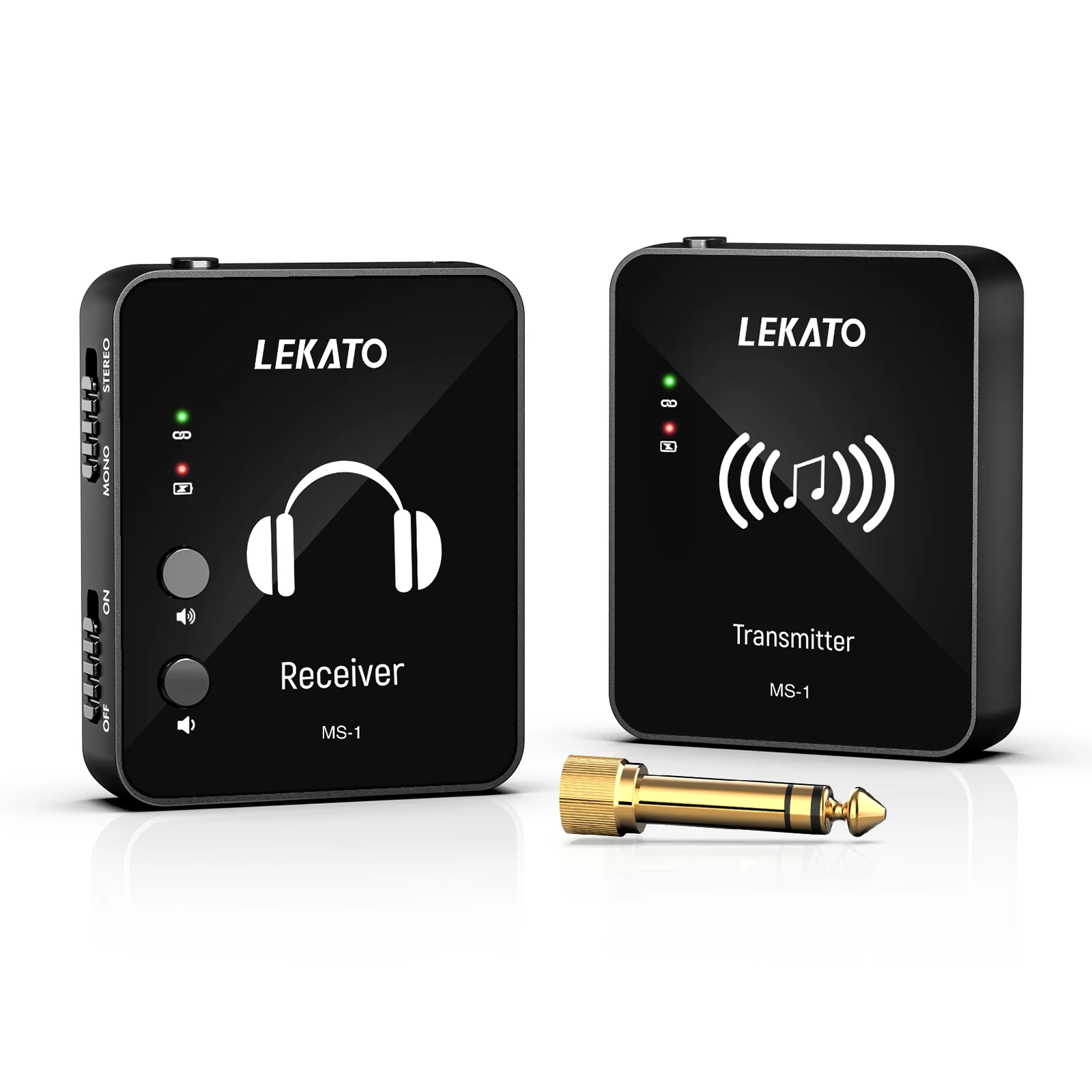Sistema Wireless In-Ear Monitor LEKATO MS-1 – Auto-accoppiamento, Trasmettitore E Ricevitore Clip-On Per Chitarra Elettrica