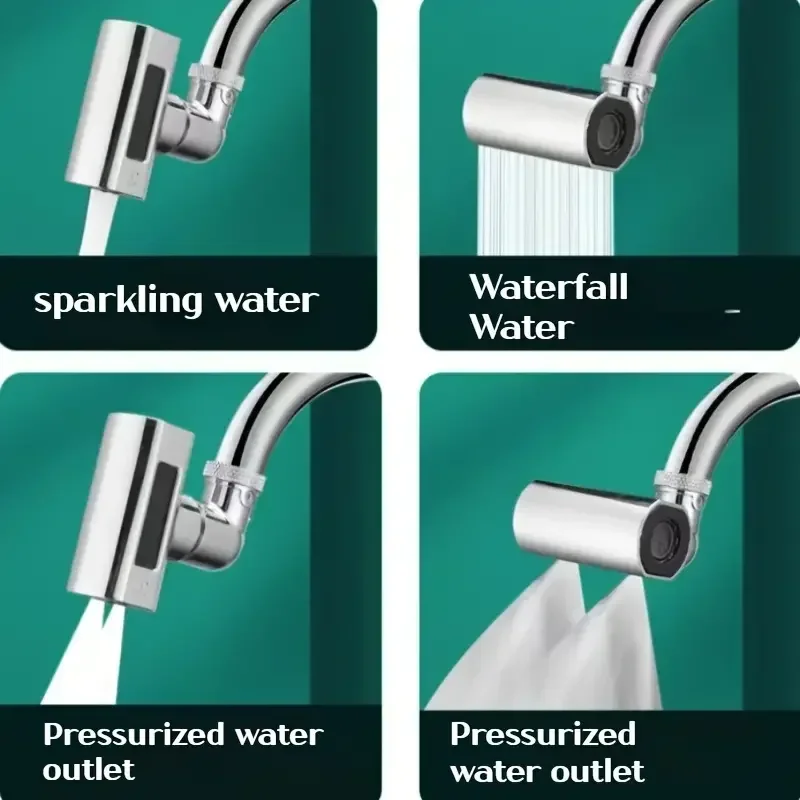 Kitchen faucets small flying rain faucet vegetable washing shower faucet four-speed rotating dishwashing spout waterfall aerator