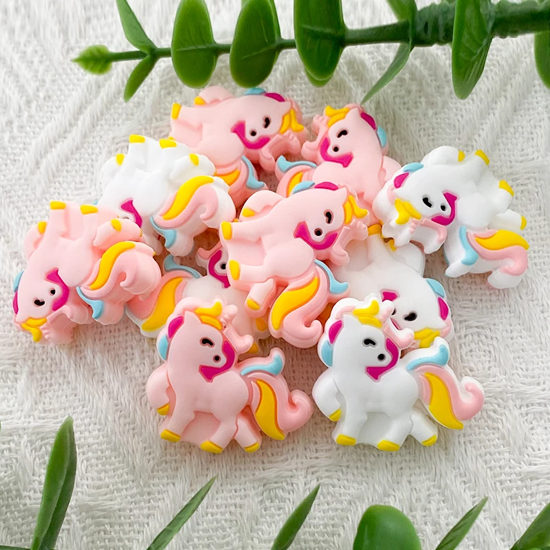 Baby Silicone Beads Unicorn Baby Oral Care Food Grade DIY Pacifier Necklace Toys Accessories Gifts 10pcs