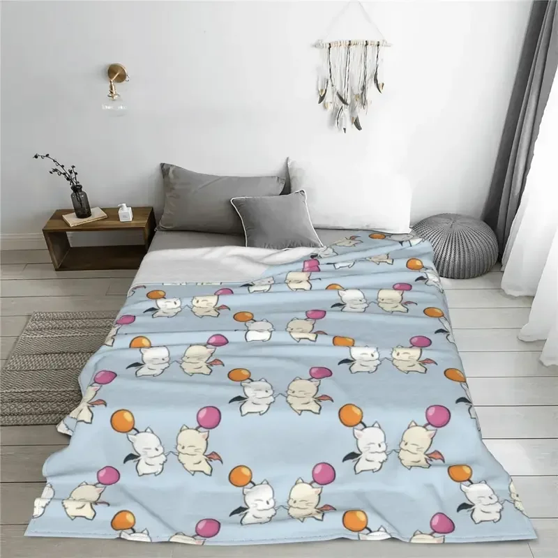 Final Fantasy Moogles Flannel Blanket 3D Art Anime cartoon Customized Throw Blanket for Home 125*100cm Plush Thin Quilt 2