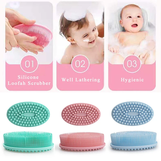 Exfoliating Sponge Dead Body Scrubber Skin Head Washing Brush Comb Silicone Bristle Bath Brush Scalp Massager Bath Tool Hygienic 5