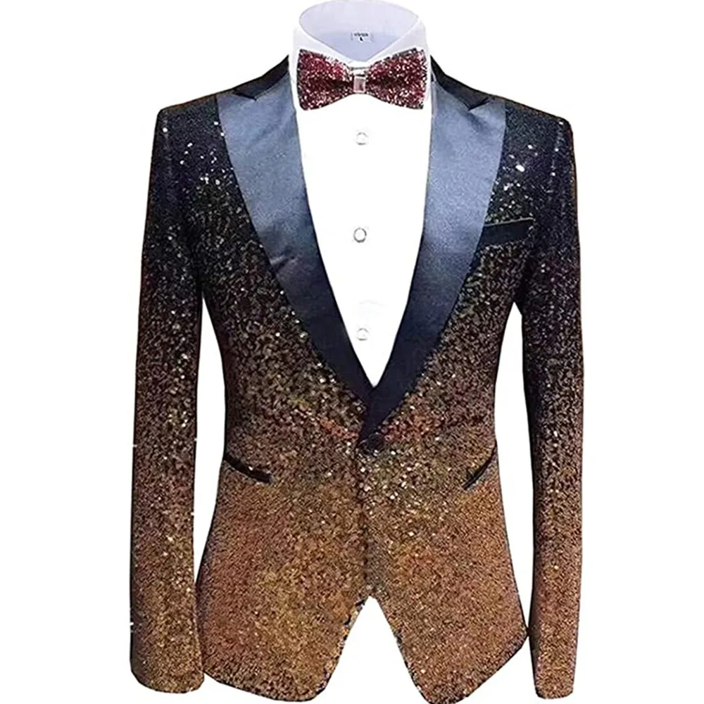 

1 Piece Men'S Suit Coat Dennis dress Sequins Suit Blazer Formal Business Host Jacket for Men Just One Button Coat