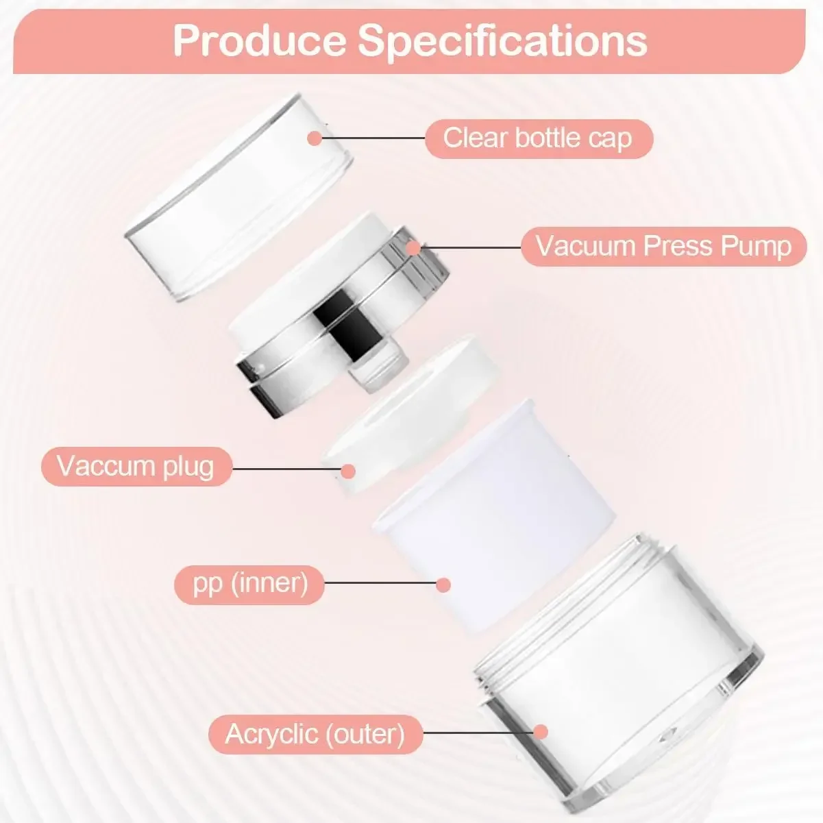 15ML Airless Empty Pump Jar Cream Bottle Portable Size  Leak-proof Empty Airless Moisturizer Face Cream Dispenser for Travel