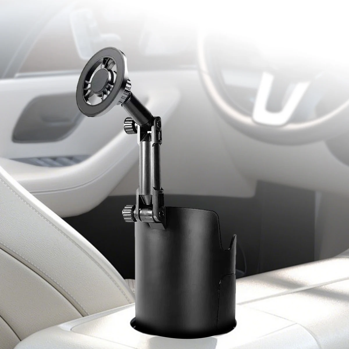 Universal 360° Rotating Car Cup Holder & Phone Mount for Smartphones and Beverages