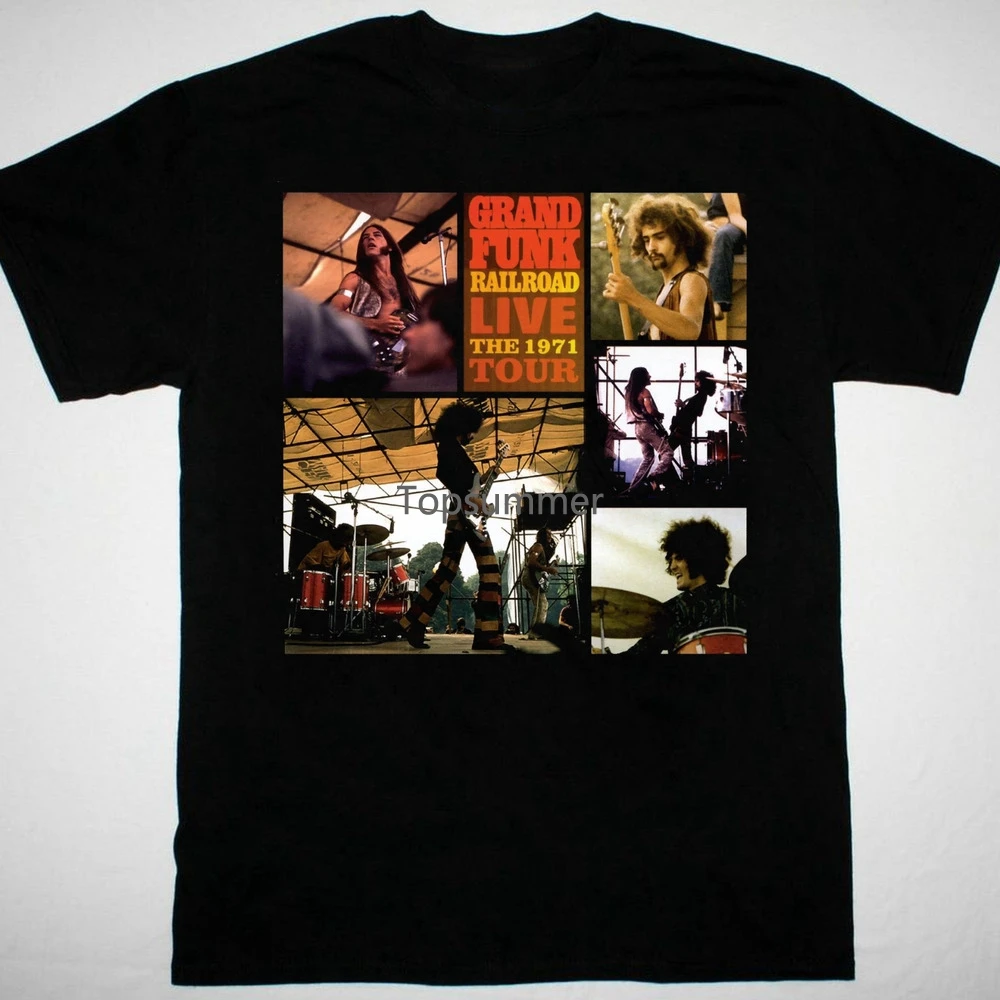 

Vtg Grand Funk железная дорога живая 1971 тур футболка черная футболка от S до 5Xl 1Pt689