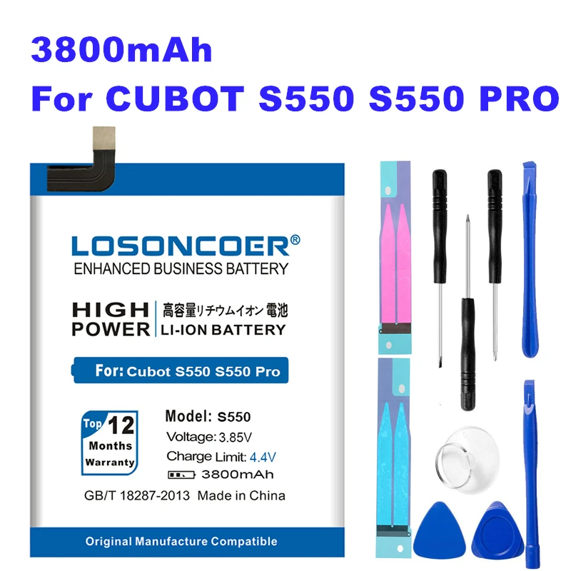

Батареи LOSONCOER S550 S550 Pro 3800 мАч для смартфона Cubot S550 S550 Pro
