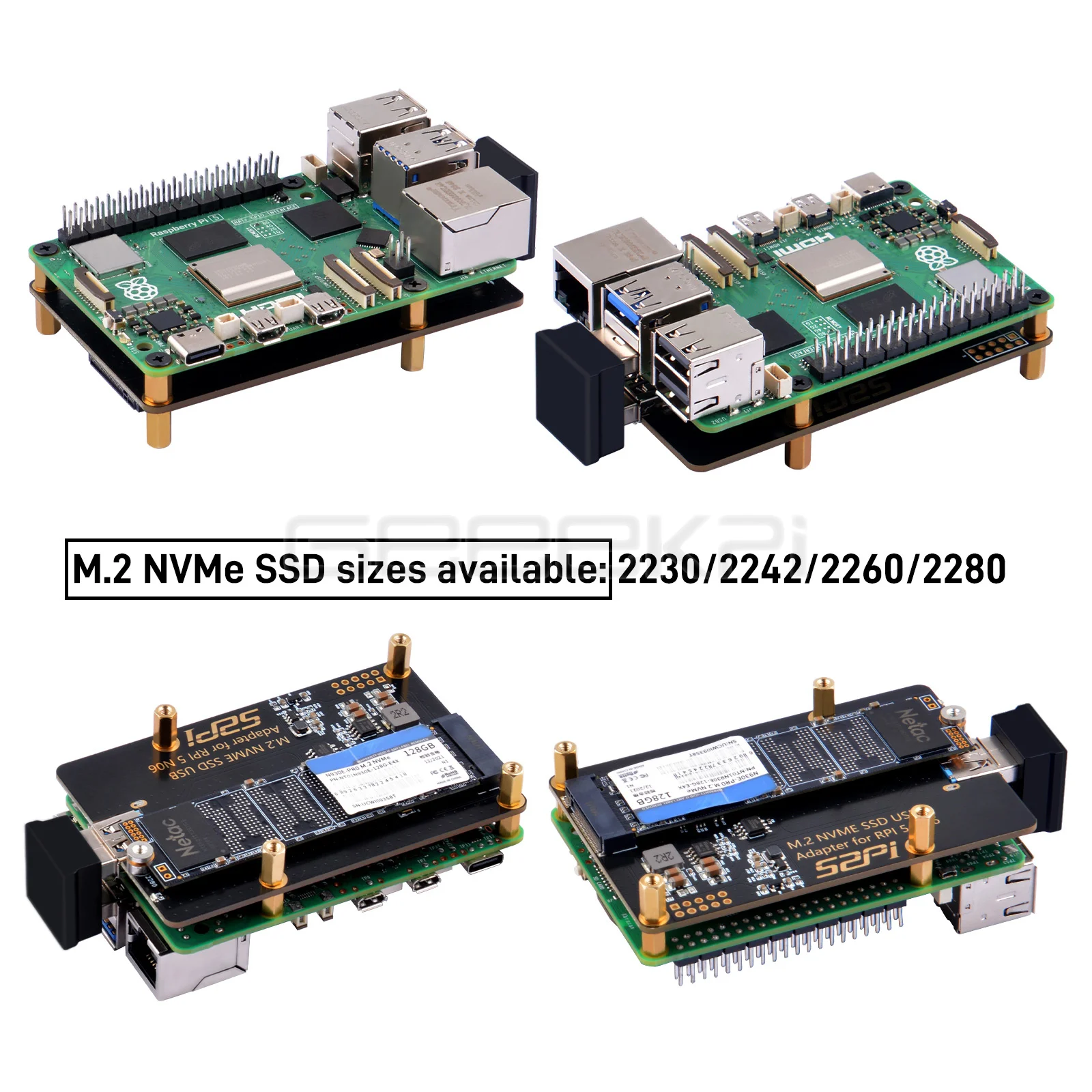 라즈베리 파이 5 2230/2242/2260/2280용 GeeekPi N06 M.2 NVME SSD USB 어댑터