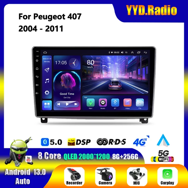 for Peugeot 407 2004 - 2011 Car Radio Android Multimedia Video Player Navigation GPS Carplay Stereo Wifi No 2Din DVD car radio