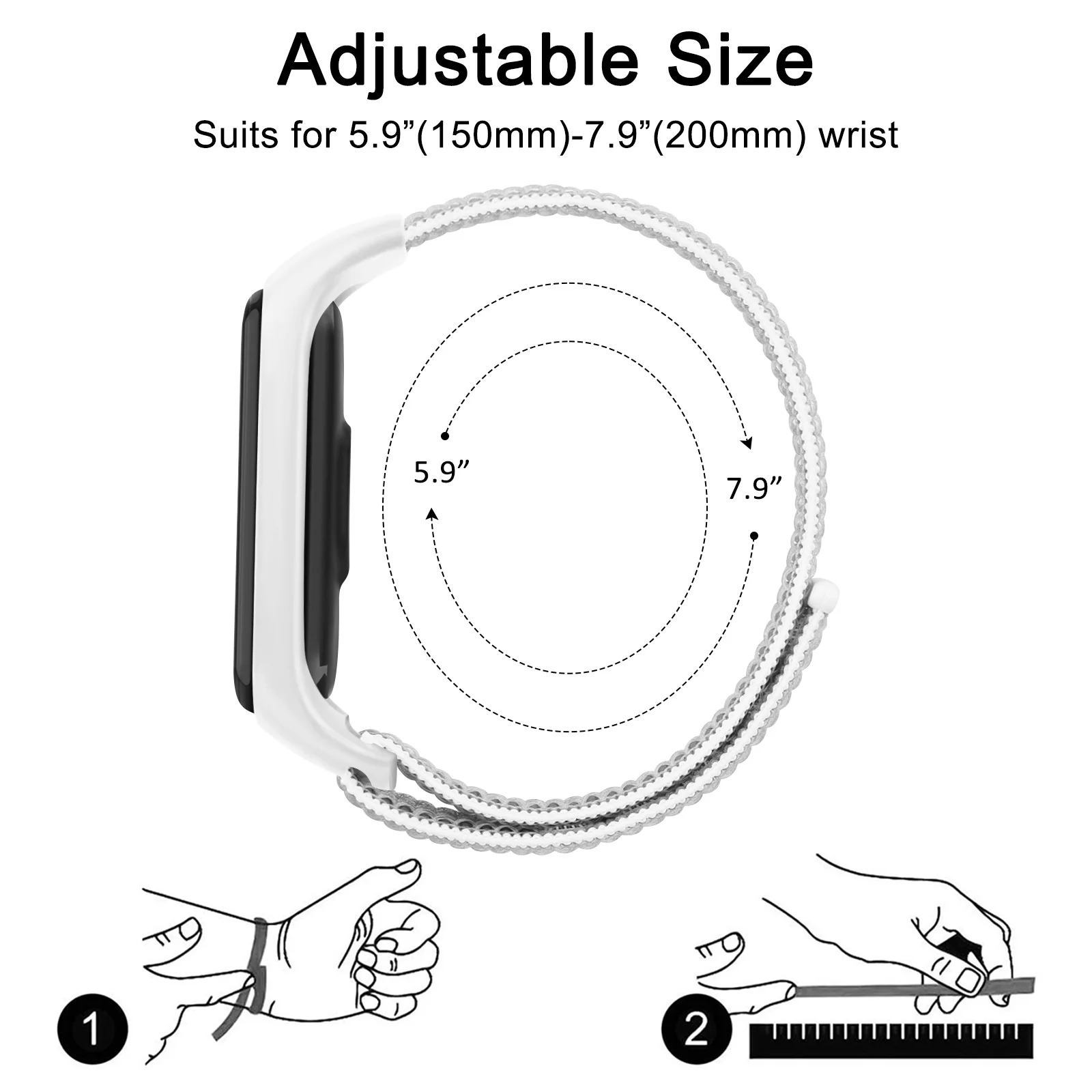 Adjustable Nylon Strap Wristband - Smartwatch Accessory Bracelet Replacement