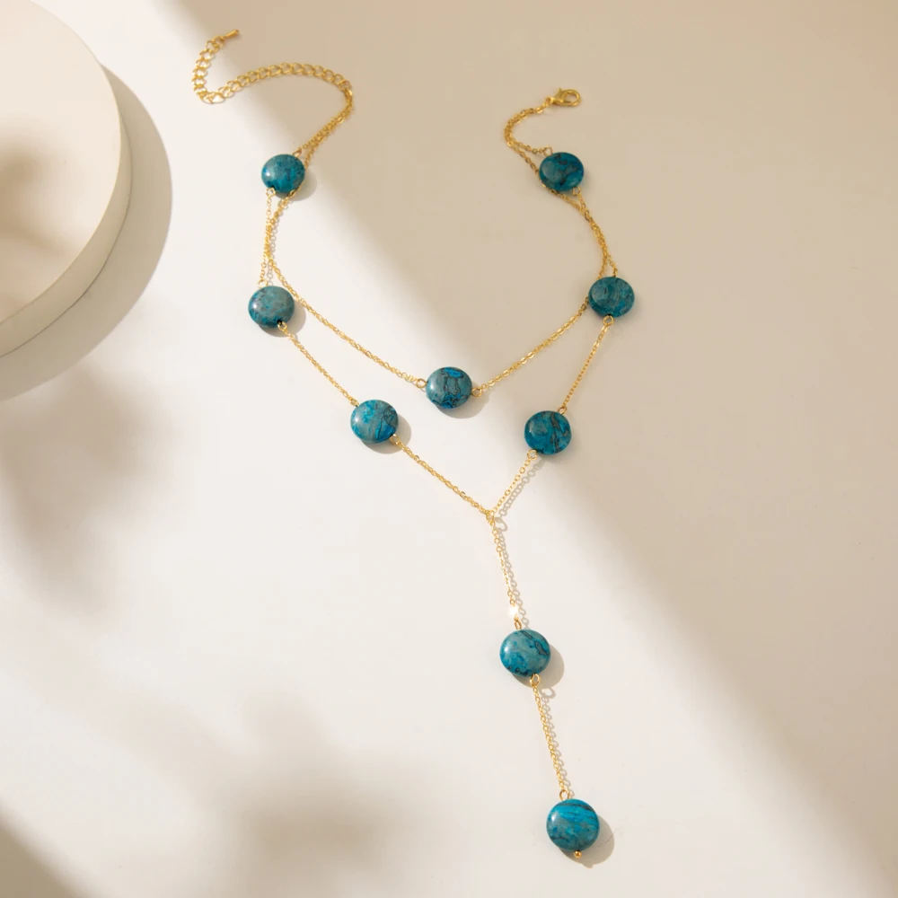 

Simple Versatile Women's Birthday Party Gifts Natural Stone Pendant Necklace Fashion Retro Ladies Jewelry Wholesale