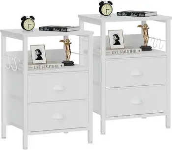 Fabric Drawer Nightstands Set 1