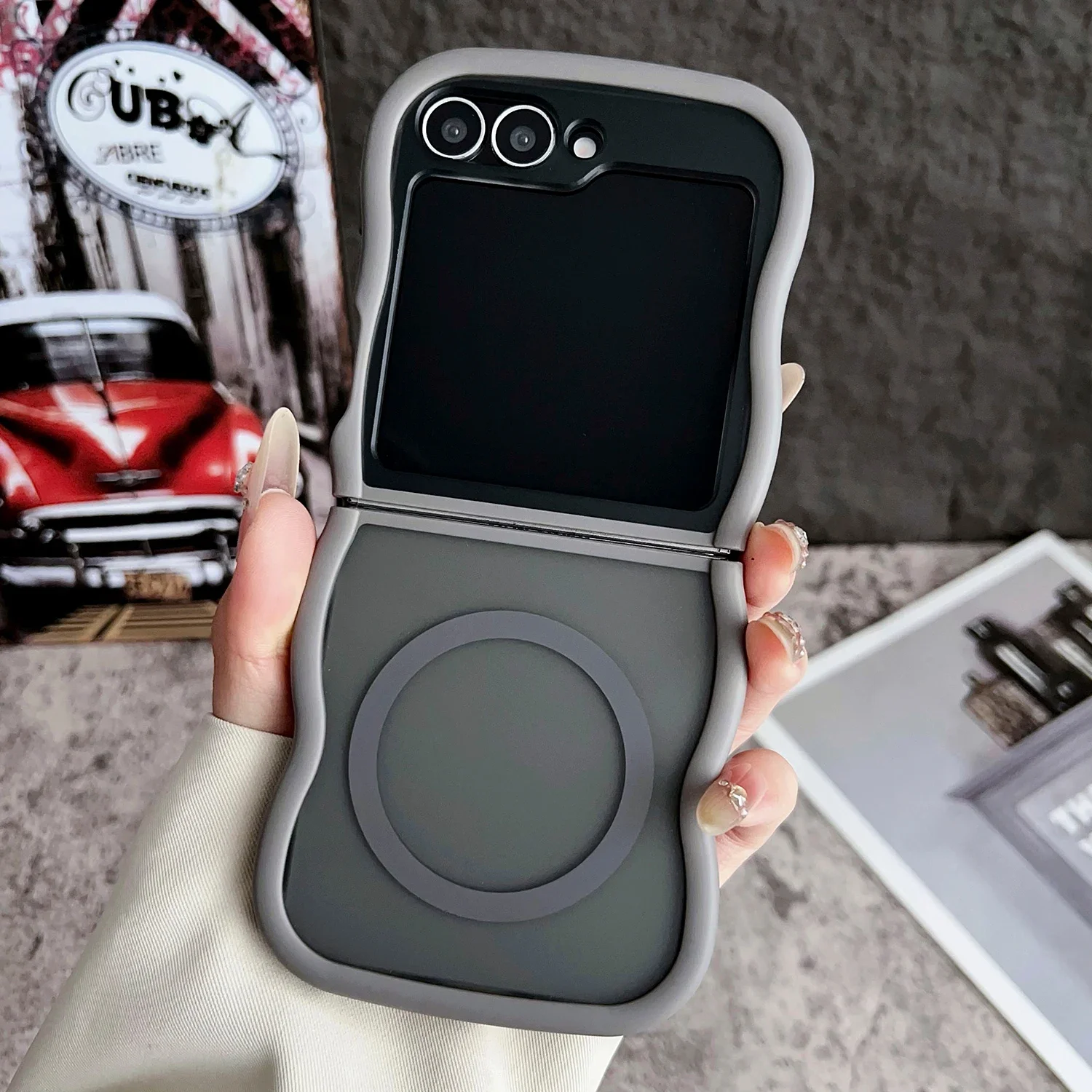 Stylish Big Wave Magnetic Matte Translucent Frosted Case