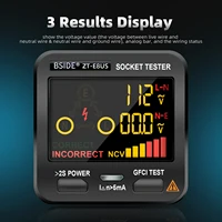 BSIDE Smart Socket Tester Smart Socket Voltage Checker RCD GFCI Test NCV Live Neutral Test EU US UK Plug Table 1