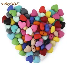 

TYRY.HU 20pcs Loose Silicone Heart Beads Baby Teether For DIY Jewelry Making Necklace BPA Safe Kids Teething Chew Toys BPA Free