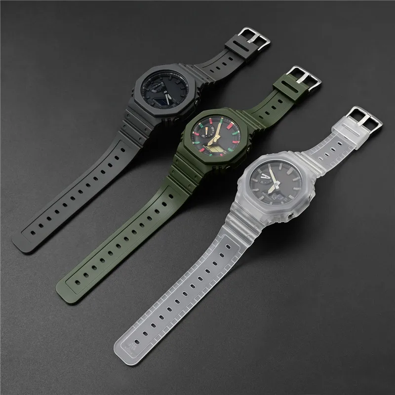 Gummi-Uhrenarmband mit Gehäuse und Lünette für Casio G-SHOCK GA-2100 GA-2110 – Schnellverschluss, Herren-Sportarmband, wasserdicht, TPU-Harz, Modifikations-Kit – Detail 7