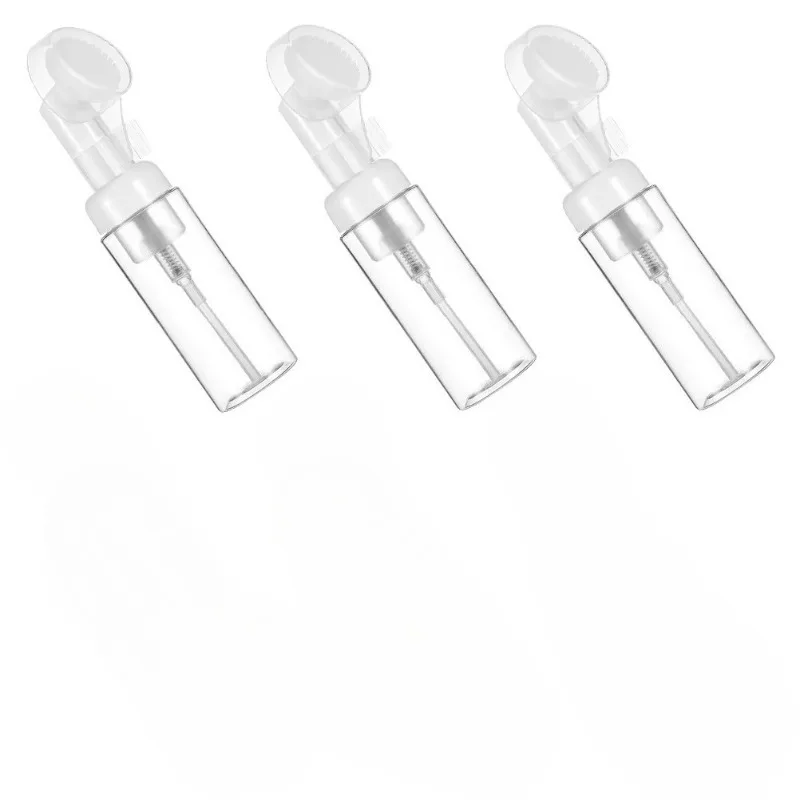 Foaming Plastic Facial Pump Bottle with Brush Head - Refillable Travel Soap Dispenser