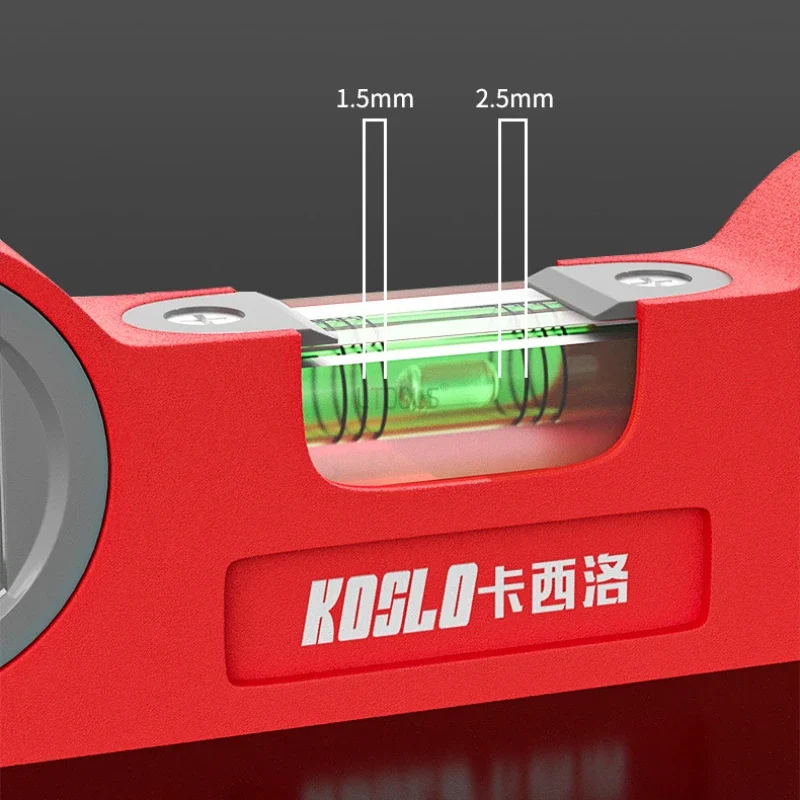 Torpedo Type Strong Magnetic Horizontal Ruler High Precision Solid Cast Aluminum Balance Ruler 3 in 1High-precision Level Bubble 3