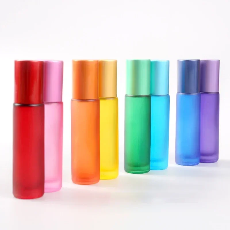 10 Rollerflaschen Für ätherische Öle – 10 Ml, Rosa Glas Mit Edelstahl-Rollerball, Inkl. Pipetten & Öffner