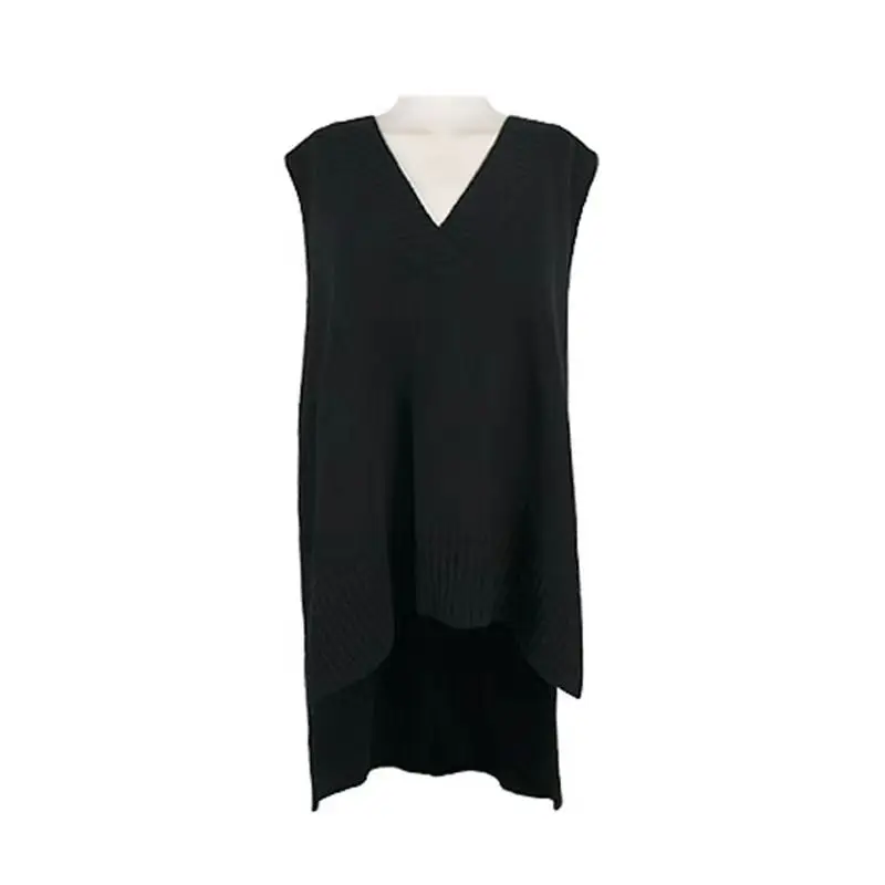 Autumn and Winter New Women's Clothing V-neck Women's Sleeveless Vest Elegant Medium and Long Loose Casual Knitwear Top