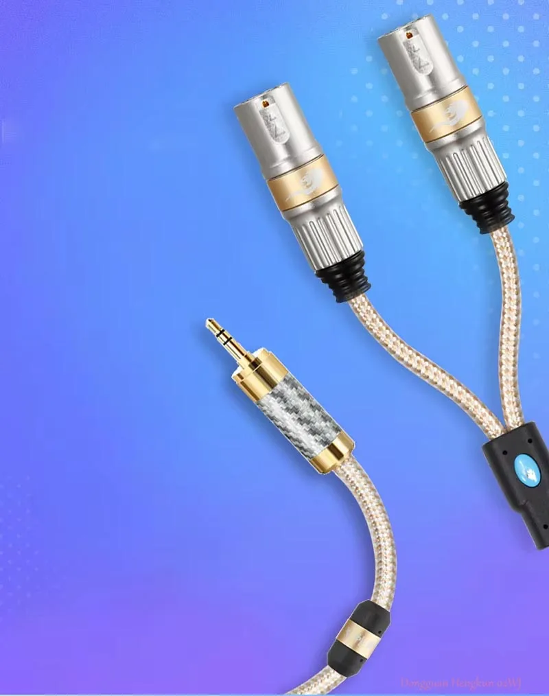 Hi-Fi-Audiokabel, 3,5 mm Mini-Buchse auf Dual-XLR, 3-adrig, vergoldet, für mobilen PC-Kopfhörer, Mischpult, Verstärker – Detail 4