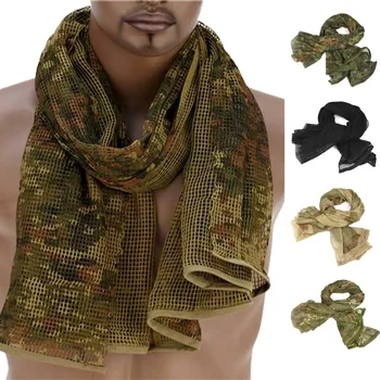 Sciarpa tattica in cotone Sciarpa al collo in rete mimetica KeffIyeh Sniper Sciarpa per il viso Velo Shemagh Avvolgere la testa per la caccia in campeggio all'aperto
