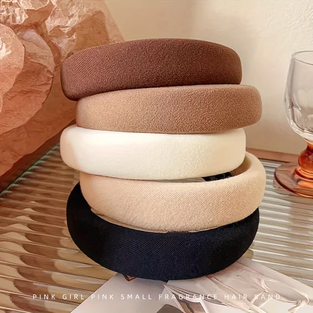 Wild Solid Color Sponge Headband for Women Fashion Girl Wash Face Wide Edge Simple Hair Band 5