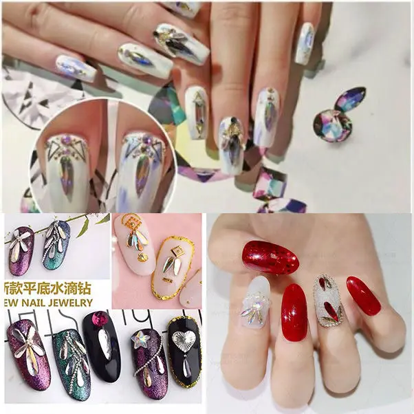 Großhandel 2*6mm Kleinste Wassertropfen Flache Rückseite Nagel Strass Speziell Geformte Kristall Nail art Steine 3D Personalisierte Dekoration – Detail 2