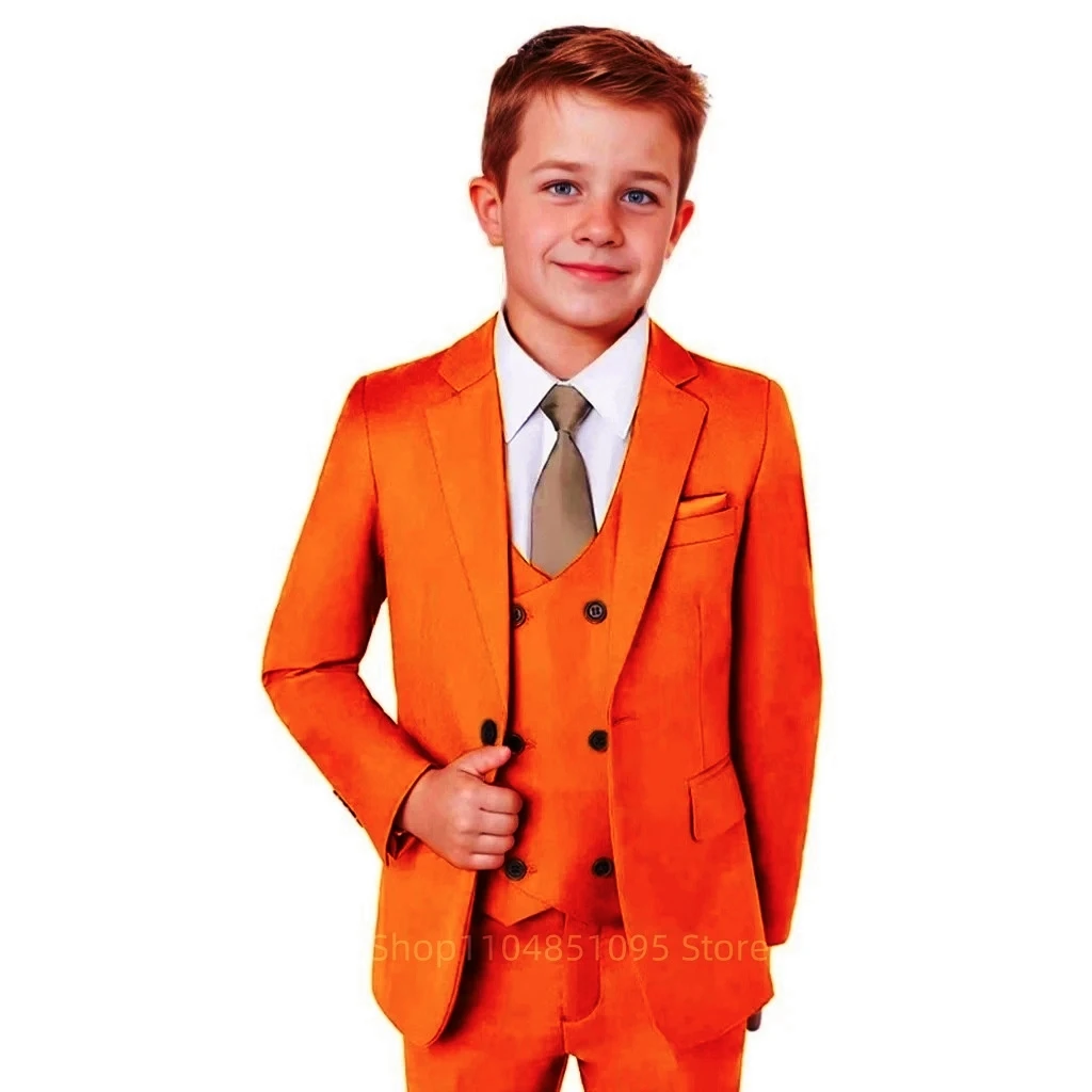 3 Piece Gray Boys Suit Fashion Design Jacket Pants Vest - Kids Tuxedo for Wedding Graduation Stage Performance Formal Outfit