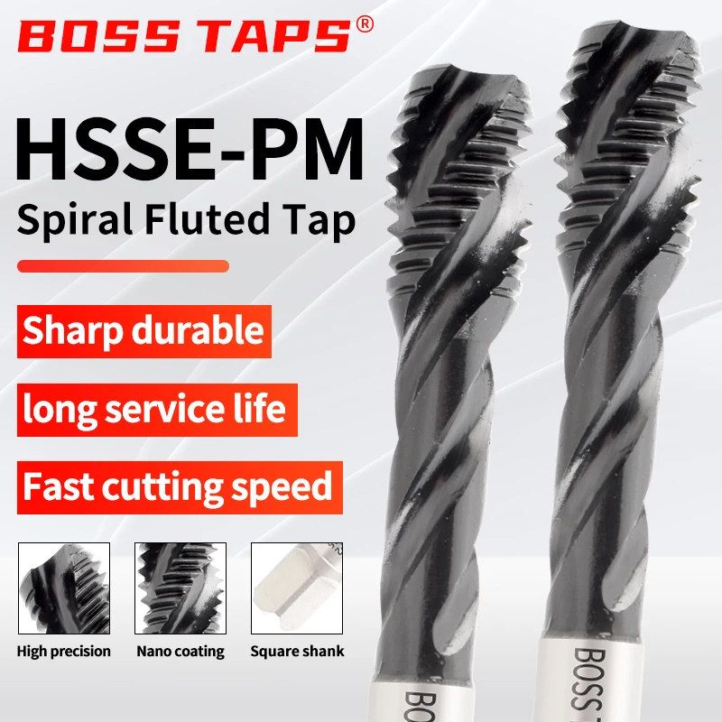 HSSE-PM JIS Standard Spiral Fluted Tap M1 M3 M4 M5 M6 M8 M10 M12 Machine Screw Thread Taps For Stain