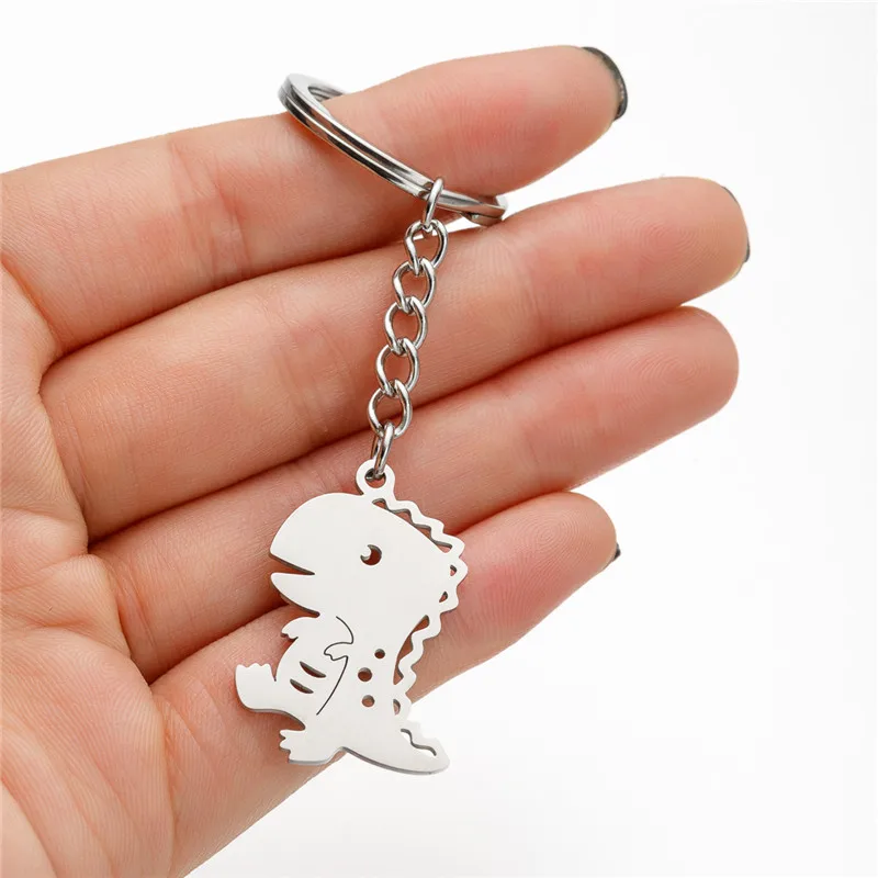 Adorabile Portachiavi Dinosauro Mini Tyrannosaurus Animale Portachiavi Anello Per Ragazze Ragazzi Gioielli In Acciaio Inossidabile Portachiavi Regalo