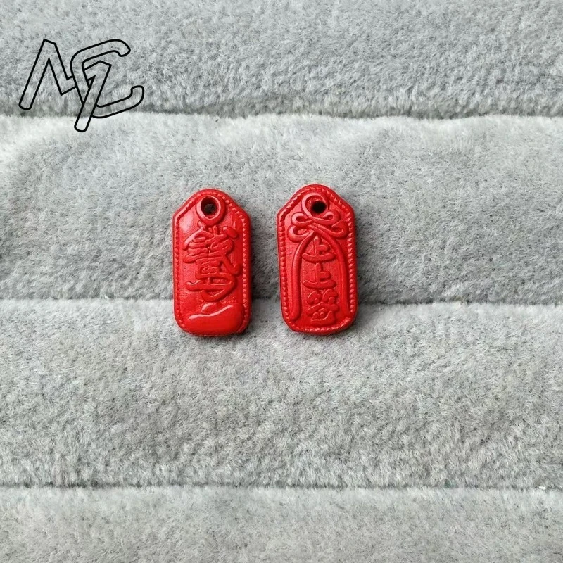 10pc 레드 천연 DIY Cinnabar 나비  부처님 액세서리 보석 조각 패션 매력 행운의 부적 선물 여성 남성