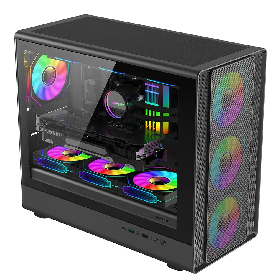 Power Train N1 MATX ITX Case Glass Side Transparent Host Shell Desktop Computer 360 Water-Cooled Mesh ventilation PC Casings