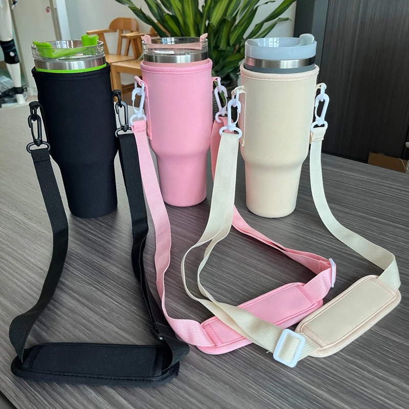 

40oz Water Bottle Carrier Bag Pouch Cover For Stanley Quencher Water Bottle Holder Adjustable Shoulder Strap Mug Cover
