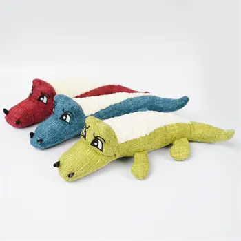 Pet Plush Toy for Dogs Cats - 3-Color Crocodile Design, Chew Resistant & Squeaky, Molar Teething Toy for Puppies Kittens,